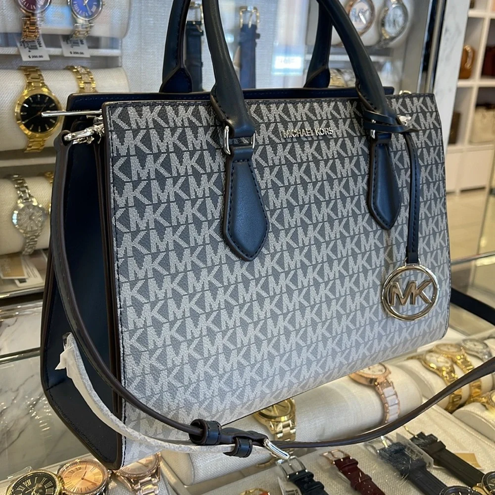 Michael Kors Sheila Medium Signature CZ Logo Satchel Crossbody Center Zip
Navy - Picture 10 of 16
